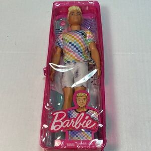Barbie Ken Fashion Doll #174 with Surf—inspired Checkered Outfit